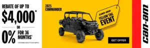 Read more about the article Rebate of up to $4,000 or 0% for 60 months on select 2025 Can-Am Commander models