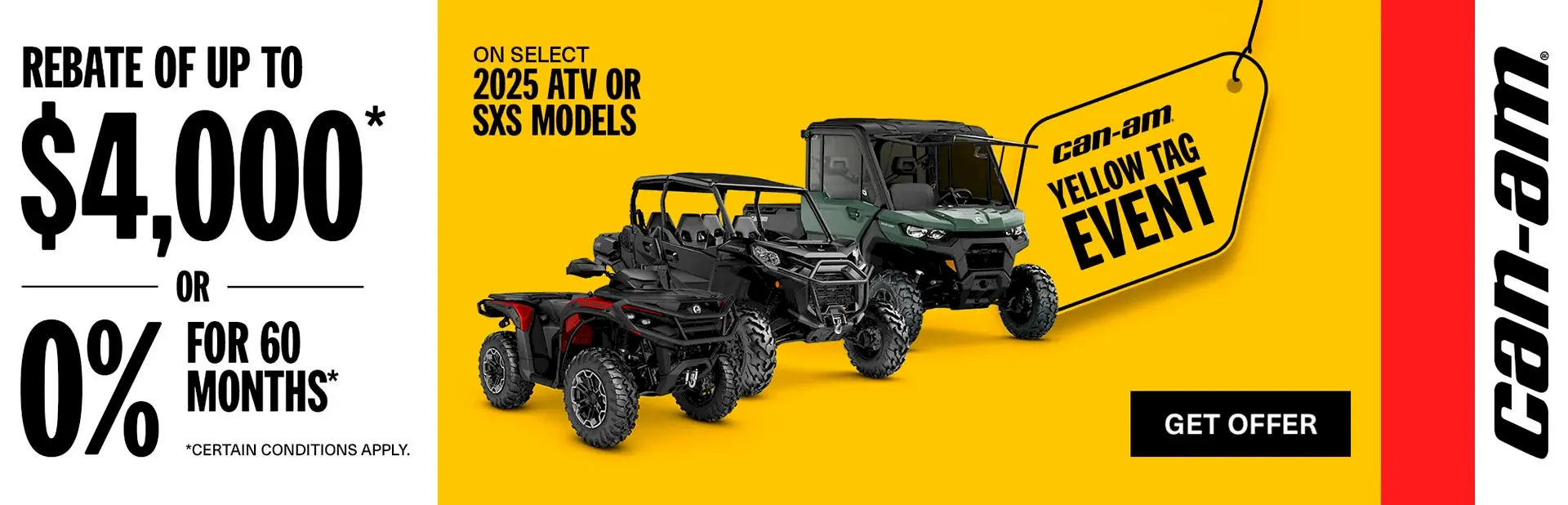 Read more about the article Rebate of up to $4,000 or 0% for 60 months on select 2025 Can-Am models