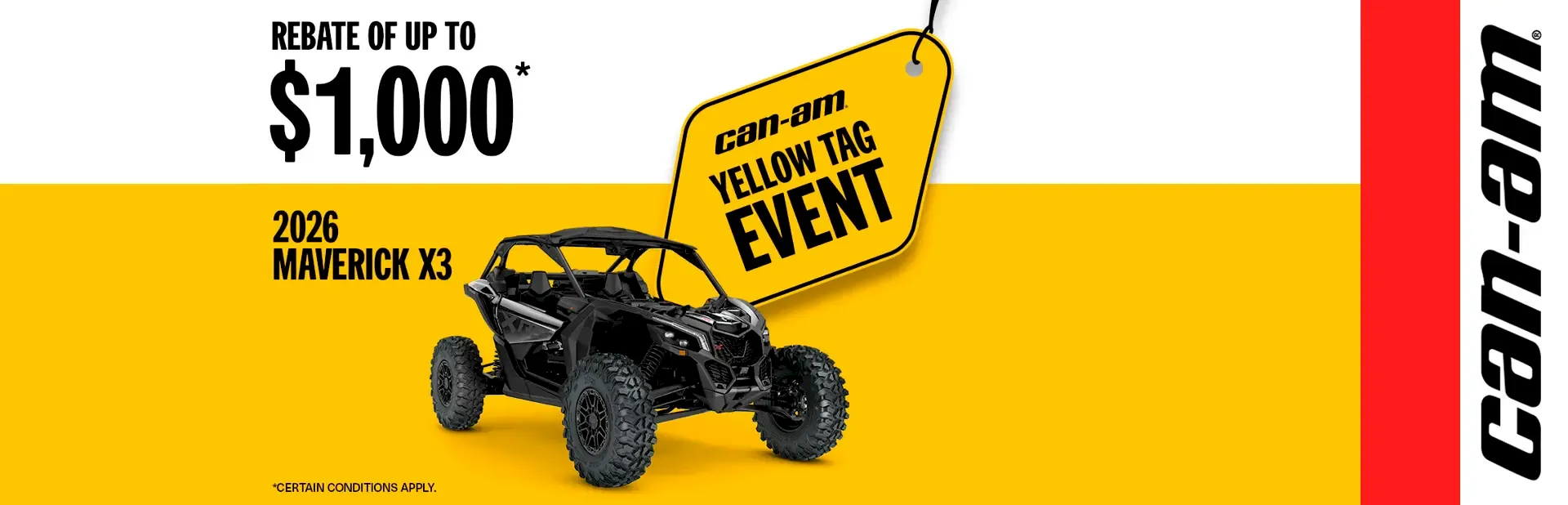 You are currently viewing Rebate of up to $1,000 on select 2026 Maverick X3 models