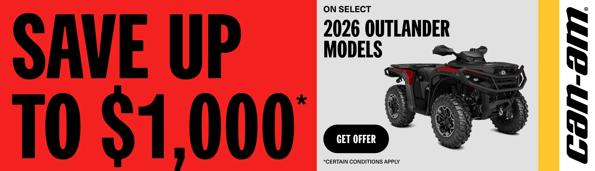 You are currently viewing Can-Am – Save up to $1,000 on select 2026 Outlander models