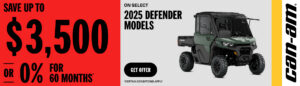 Read more about the article Can-Am – Save up to $3,500 or 0% for 60 months on select 2025 Defender models