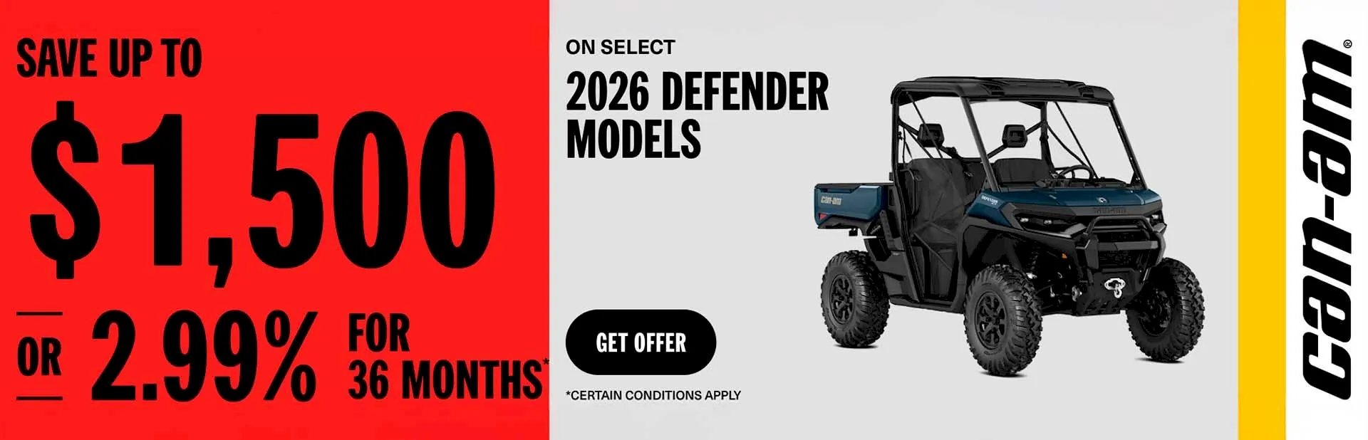 Read more about the article Save up to $1,500 or 2.99% for 36 months on select 2026 Defender models