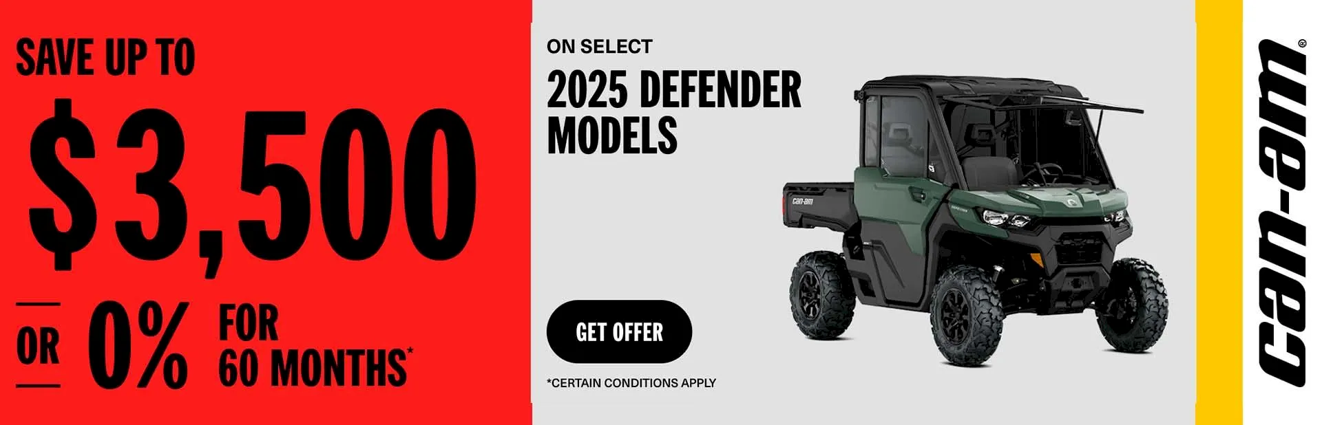 You are currently viewing Save up to $3,500 or 0% for 60 months on select 2025 Defender models